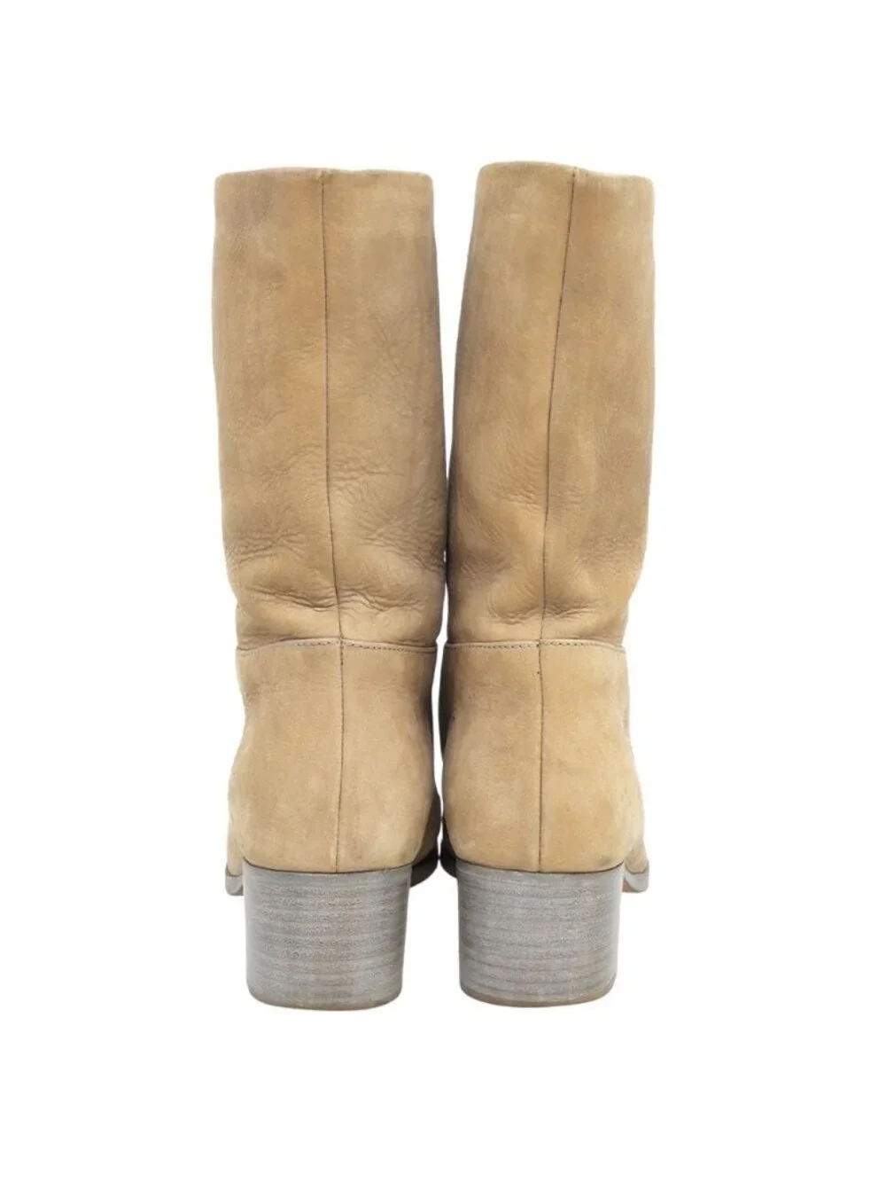 Chanel CC Logo Boots Shoes Lambskin Beige